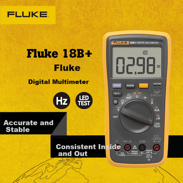 Цифровой мультиметр FLUKE F18B+, портативный, с автоматическим выбором диапазона, универсальный измерительный прибор, с гарантией 1 год. - изображение 4