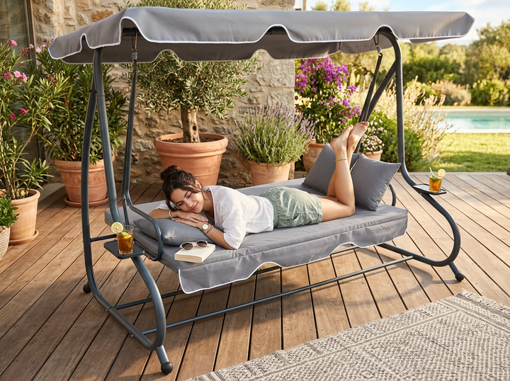Садовые качели GardenLine Venera 210x120x170 см. Grey - изображение 4