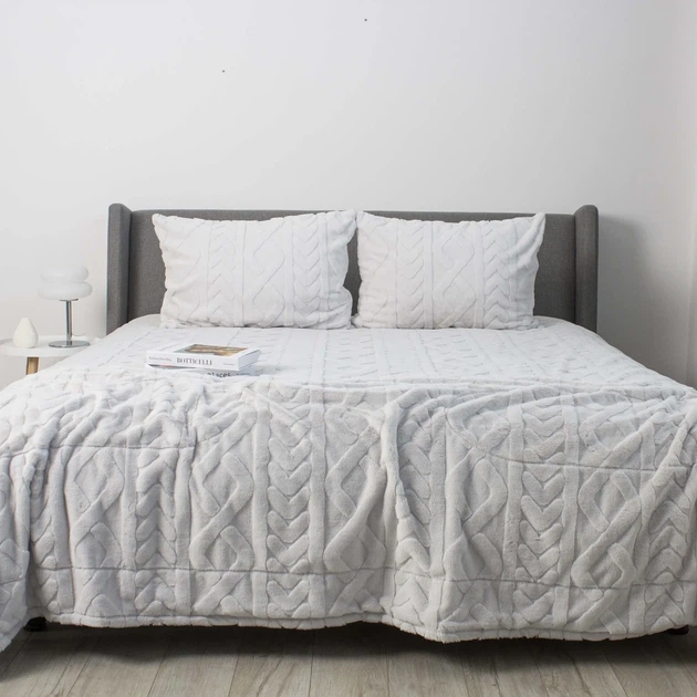 Покривало євро максі 240×260 ТЕП Soft Angora сіре, жакард, велюр, м’яке (4-04886_34647) - Фото 1 Покривало євро максі 240×260 ТЕП Soft Angora сіре, жакард, велюр, м’яке (4-04886_34647) - зображення 1