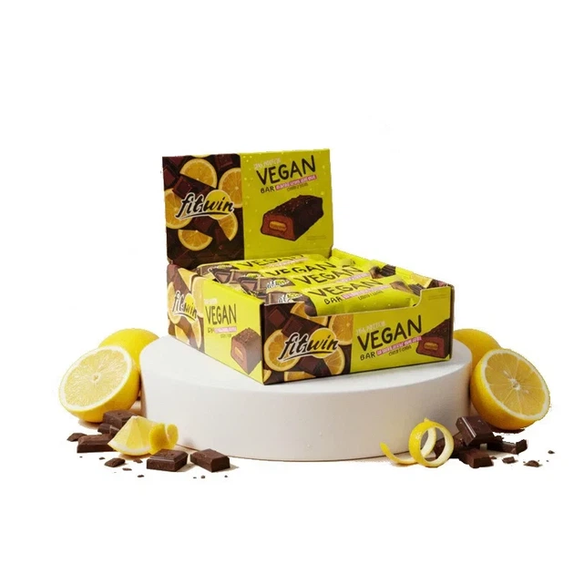 Батончик веганський Vegan Bar FitWin, шоколад і лимон, 12 шт по 50 г - зображення 2