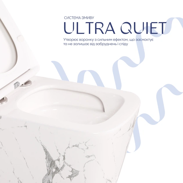 Унитаз подвесной Qtap Tern Ultra Quiet 520×345×325 мм, Marble, с сиденьем Slim Duroplast / Soft-close / Quick Release QTTER26MR49002 - изображение 5