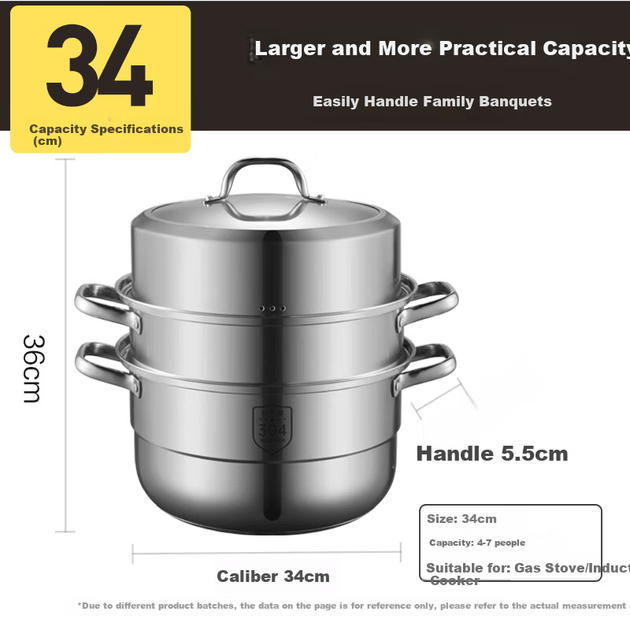 Пароварка COOKER KING нержавіюча сталь 304, 34 см, тришарова - Фото 3 Пароварка COOKER KING нержавіюча сталь 304, 34 см, тришарова - зображення 3