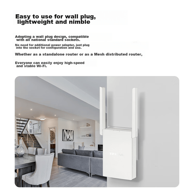 TP-LINK AX3000 Дводіапазонний гігабітний WiFi 6 Sub-маршрутизатор Бездротовий маршрутизатор Підсилювач сигналу Mesh Легкорозширюваний настінний маршрутизатор Підсилювач сигналу XDR3032 Легкорозширювана версія - зображення 6