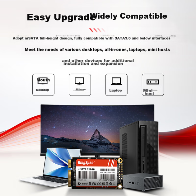 Твердотельный накопитель KingSpec SSD 1 ТБ, интерфейс mSATA, 3D NAND-память, скорость чтения 550 МБ/с, совместим со всеми типами компьютеров и ноутбуков. - изображение 9