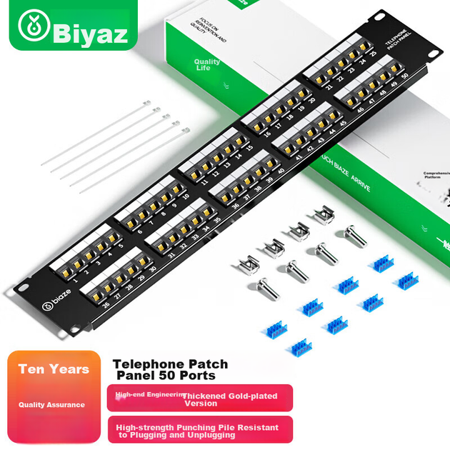Патч-панель BIAZE TT81 50 портов RJ-11 1U 19" Black - изображение 4