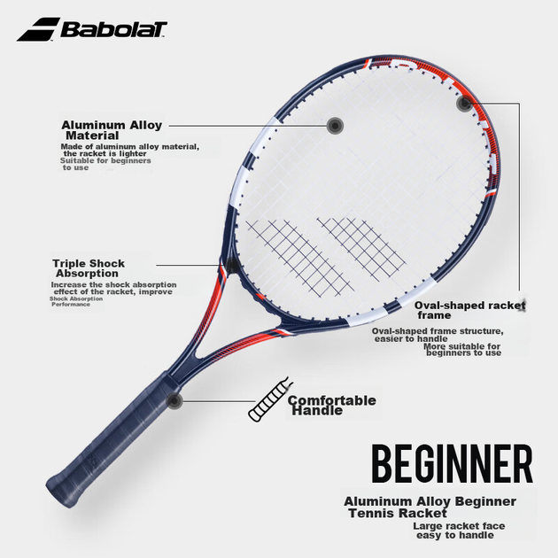 Тенісна ракетка Babolat, ракетка для початківців, тенісний тренажер для одного гравця, зоряно-червона [попередньо натягнута] - зображення 5