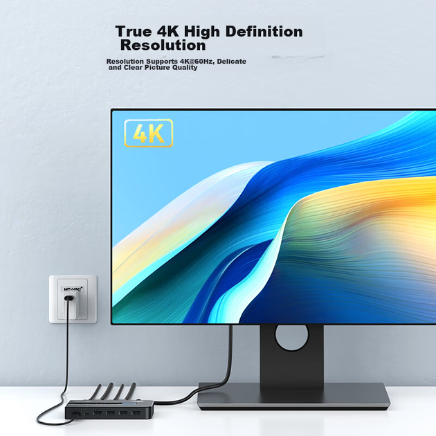KVM-переключатель MT-Viki с 2 портами HDMI, устройством для совместного использования экрана, клавиатуры и мыши, двумя входами 4K@60Hz с KVM-кабелем MT-KH2S - изображение 5