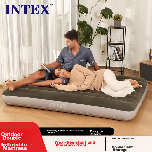 Автоматичний надувний матрац INTEX, кемпінговий килимок, портативне розкладне ліжко, надувне ліжко, килимок для підлоги, намет для відпочинку на природі, вологонепроникний килимок - Фото 5 Автоматичний надувний матрац INTEX, кемпінговий килимок, портативне розкладне ліжко, надувне ліжко, килимок для підлоги, намет для відпочинку на природі, вологонепроникний килимок - зображення 5