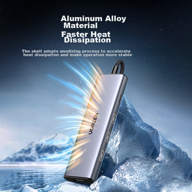 Розширювальна док-станція UGREEN Type-C для HDMI-хаба USB-хаб 3.0 Thunderbolt C порт-адаптер, 1,5-метровий подовжувач для зарядки, сумісний з комп'ютерами Apple, конвертер для настільних комп'ютерів - зображення 9