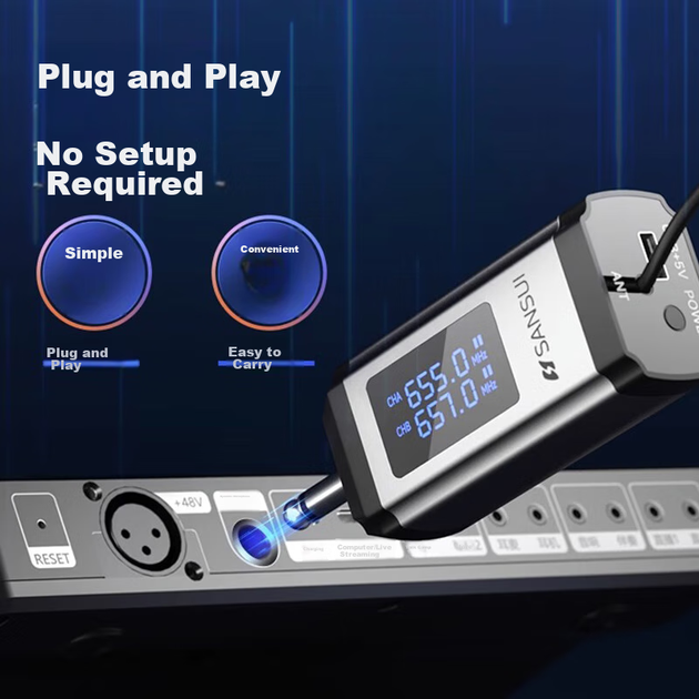 Микрофон SANSUI K46 беспроводной двухканальный, для караоке/конференций - Фото 7 Микрофон SANSUI K46 беспроводной двухканальный, для караоке/конференций - изображение 7