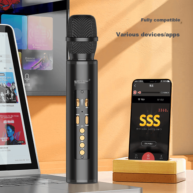 Микрофон-колонка Soaiy MC67 беспроводной Bluetooth, для домашнего караоке - изображение 8