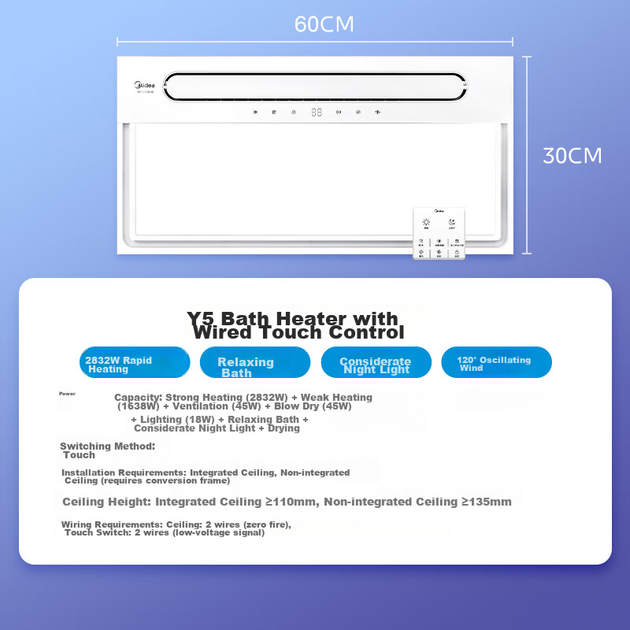 Обогреватель для ванной комнаты Midea Y5 Cloud Sail Series - изображение 3