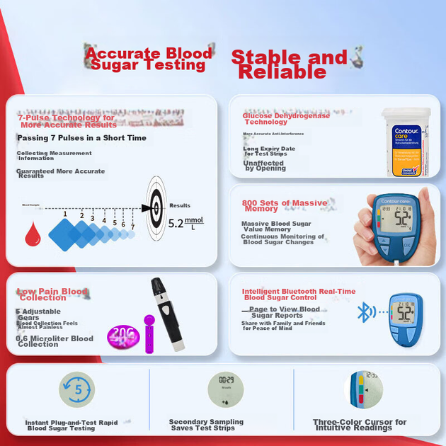 Глюкометр Bayer (BAYER) Youankang для домашнього використання, Bluetooth медичного класу, та сама модель, що й оновлена версія Baiankang - 50 тест-смужок + ланцети без болю - изображение 8