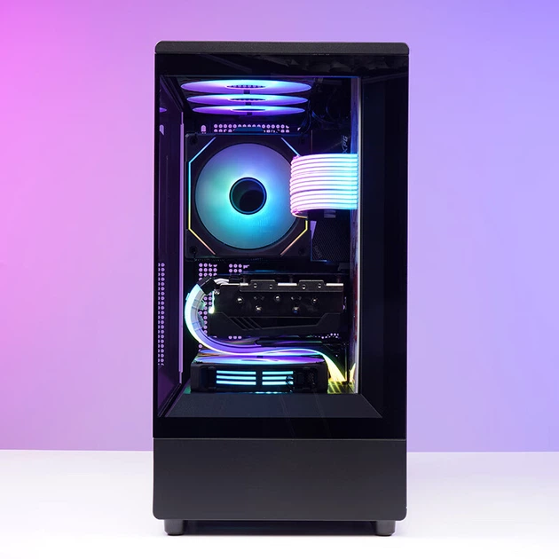 Корпус для настільного комп'ютера Aigo Starry Sky Black з вертикальним потоком повітря / материнська плата M-ATX / водяне охолодження 240 мм / панорамний огляд 270° / відеокарта 5090 - изображение 9