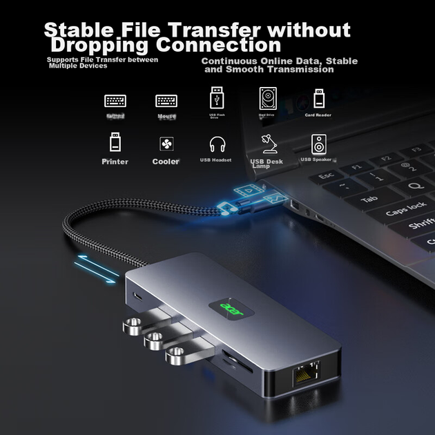 Многофункциональная док-станция расширения Acer, конвертер USB-C в HDMI, совместимая с MacBook, с поддержкой зеркального отображения экрана 4K60 Гц, аудиовыходом VGA и портом Gigabit Ethernet. - изображение 6