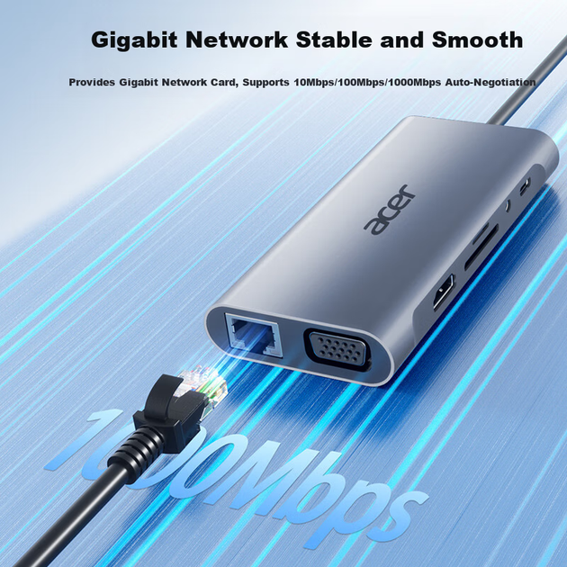 Многофункциональная док-станция Acer с адаптером USB-C — HDMI для iPad, MacBook, дисплея 4K, VGA-аудио, гигабитного Ethernet-концентратора. - Фото 6 Многофункциональная док-станция Acer с адаптером USB-C — HDMI для iPad, MacBook, дисплея 4K, VGA-аудио, гигабитного Ethernet-концентратора. - изображение 6