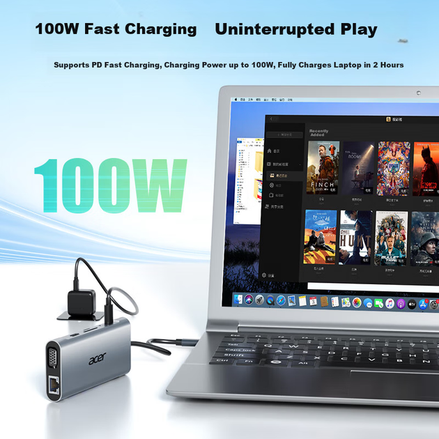 Многофункциональная док-станция Acer с адаптером USB-C — HDMI для iPad, MacBook, дисплея 4K, VGA-аудио, гигабитного Ethernet-концентратора. - Фото 8 Многофункциональная док-станция Acer с адаптером USB-C — HDMI для iPad, MacBook, дисплея 4K, VGA-аудио, гигабитного Ethernet-концентратора. - изображение 8