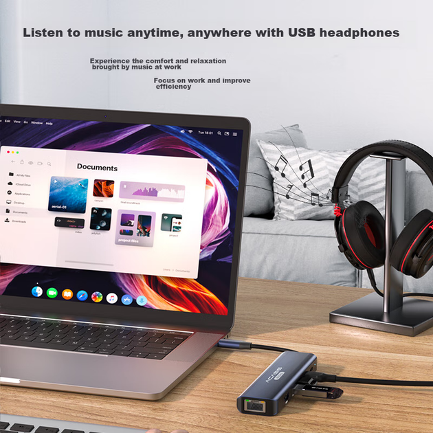 Док-станція розширення Acasis Type-C Thunderbolt 4, сумісна з Apple Mac Desktop Expansion Dock, адаптер USB-C Hub на HDMI 4K Gigabit Ethernet порт 0,2 метра DS-7HN6 - зображення 7