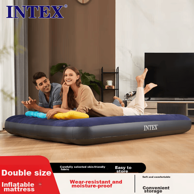 Автоматический надувной матрас INTEX, домашний надувной матрас, двуспальная складная кровать для сна, влагостойкий коврик для улицы, кемпинговый коврик, напольный спальный коврик. - изображение 3