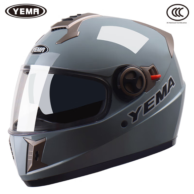 Мужской мотоциклетный шлем YEMA 3C Certified 828S, полнолицевой, зимний, с защитой от замерзания, теплый, с двойным визором, всесезонный, универсальный размер, цвет «Беличий серый» + наклейка против запотевания - изображение 10