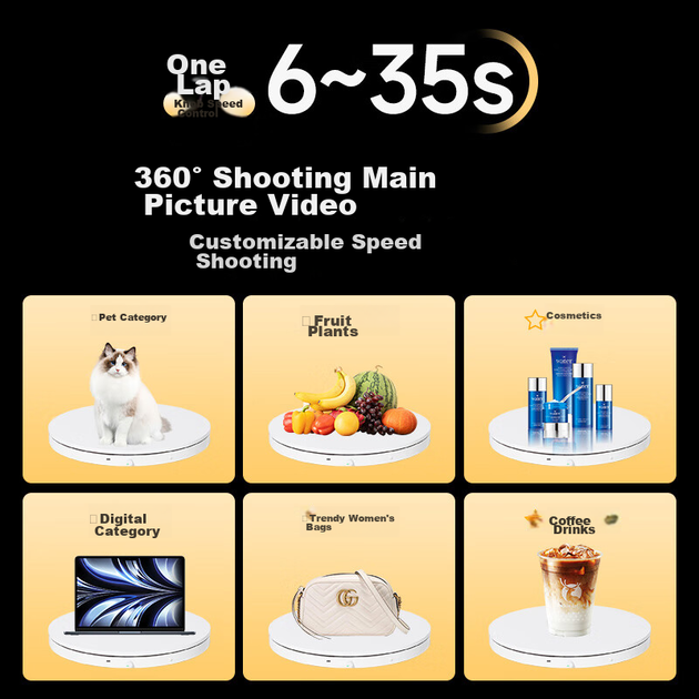 AMBITFUL Регулируемая скорость вращения поворотного стола для фотосъемки, подставка для демонстрации товаров с поворотом на 16 см, подставка для съемки ювелирных изделий в прямом эфире с регулируемой скоростью, автоматическая платформа для фотосъемки. - Фото 11 AMBITFUL Регулируемая скорость вращения поворотного стола для фотосъемки, подставка для демонстрации товаров с поворотом на 16 см, подставка для съемки ювелирных изделий в прямом эфире с регулируемой скоростью, автоматическая платформа для фотосъемки. - изображение 11