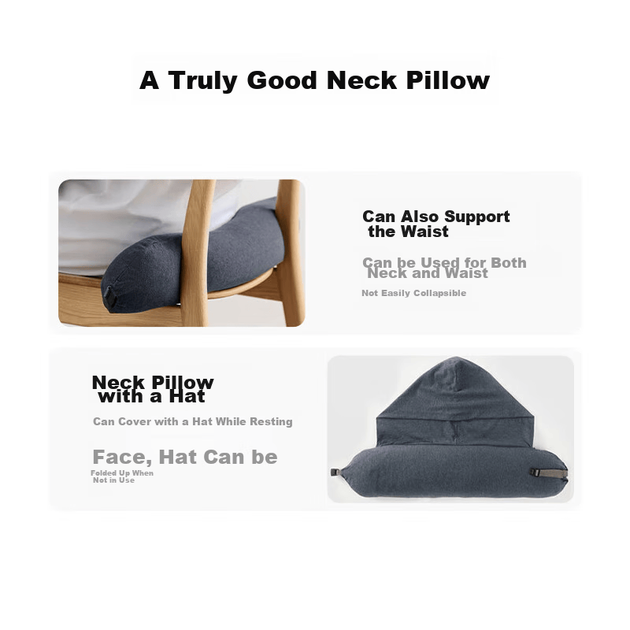 Удобная подушка для шеи MUJI, подушка для сна, U-образная подушка, офисная подушка-подголовник, дорожная подушка для поддержки шеи с чехлом, темно-серый цвет. - изображение 12