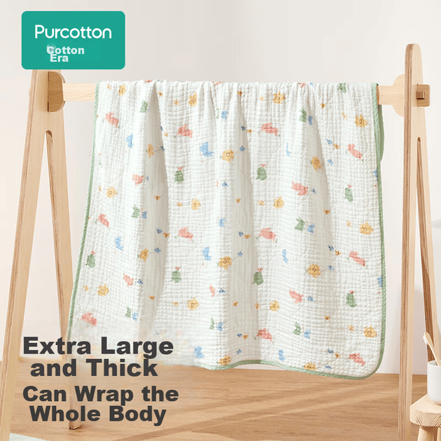Полотенце банное детское PurCotton, марля, шестислойное, 120*120 см - Фото 3 Полотенце банное детское PurCotton, марля, шестислойное, 120*120 см - изображение 3