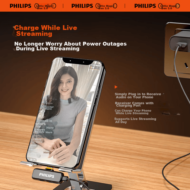 PHILIPS [Субсидії] Бездротовий петличний мікрофон для прямих трансляцій, стрімерів, влогерів, авторів коротких відео, інтерв'ю на свіжому повітрі, інтелектуальне шумозаглушення, версія Lightning, один конектор DLM3543C - зображення 8