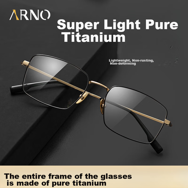 ARNO FOCUS ON YOUR EYES Надлегкі окуляри для читання з чистого титану для чоловіків, імпортовані з Німеччини високої чіткості, окуляри преміум-класу з анти-синім світлом для людей похилого віку A106 150 градусів - изображение 5