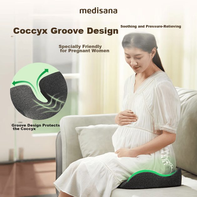 Подушка для сидения в офисе Medisana, подушка для ягодиц для беременных, подушка для сиденья, снижающая давление на копчик и крестец, подушка для автомобильного сиденья при геморрое и анальном свище, послеоперационная подушка для сиденья - зображення 7