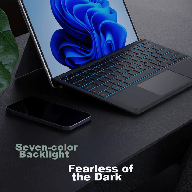 Беспроводная клавиатура BIAZE Bluetooth, совместимая с Microsoft Surface Pro 4/5/6/7, ноутбуком, планшетным ПК 8/9/X, сенсорным экраном, двухцветной подсветкой, ультратонкий корпус цвета мокко. - изображение 5
