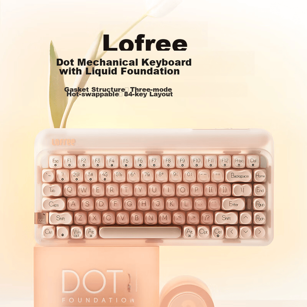 Рідка клавіатура LOFREE Foundation, бездротова механічна Bluetooth, трирежимна, з можливістю гарячої заміни, для жіночого офісного комп'ютера, 84 клавіші - зображення 4