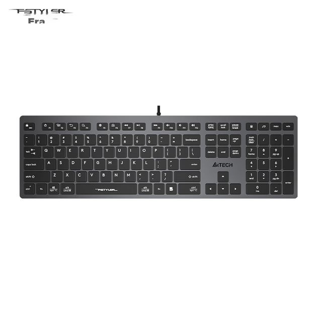 A4TECH FX50, 109-клавішна дротова клавіатура, тонкоплівкова тиха клавіатура, комп'ютерна клавіатура, клавіатура для Mac, офісний друк, гарне відчуття в руці, Fei Shidai, клавіатура з ножицеподібною ніжкою, залізно-сірий колір, дротова - зображення 10