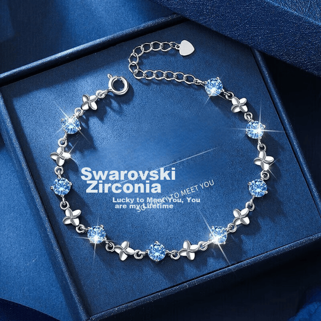 Браслет GLTEN з чистого срібла та цирконієм Swarovski з чотирьохлистою конюшиною для жінок, новий дизайн ювелірних виробів, подарунок на день народження, річницю для дівчини чи дружини - изображение 4