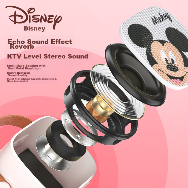 Микрофон-колонка для караоке на День защиты детей от Disney, беспроводной микрофон-колонка с Bluetooth, умный голосовой помощник Xiaodu, подарок на день рождения для мальчиков и девочек, MK01 Микки Маус - изображение 7