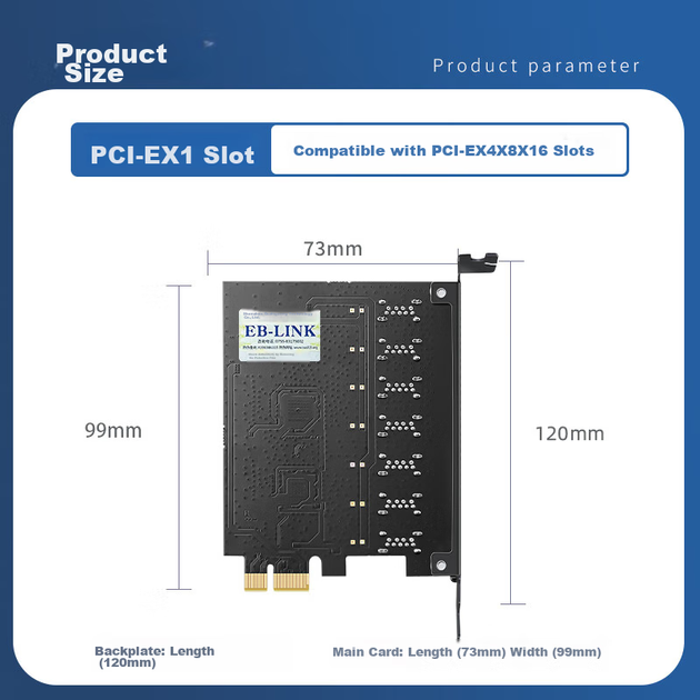 Плата розширення EB-LINK PCI-E на 7 портів USB 3.0, внутрішня семипортова USB-адаптерна плата для настільного комп'ютера, плата концентратора HUB, блок живлення не потрібен - изображение 7