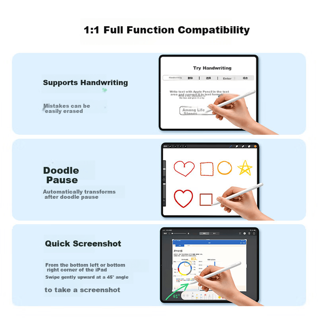 Емкостной стилус UGREEN для iPad Touch Pen [магнитный/двойная зарядка Type-C] Совместим с планшетами iPad 11/Pro/Mini/Air и Apple Pencil. Чувствительный к нажатию. - изображение 10