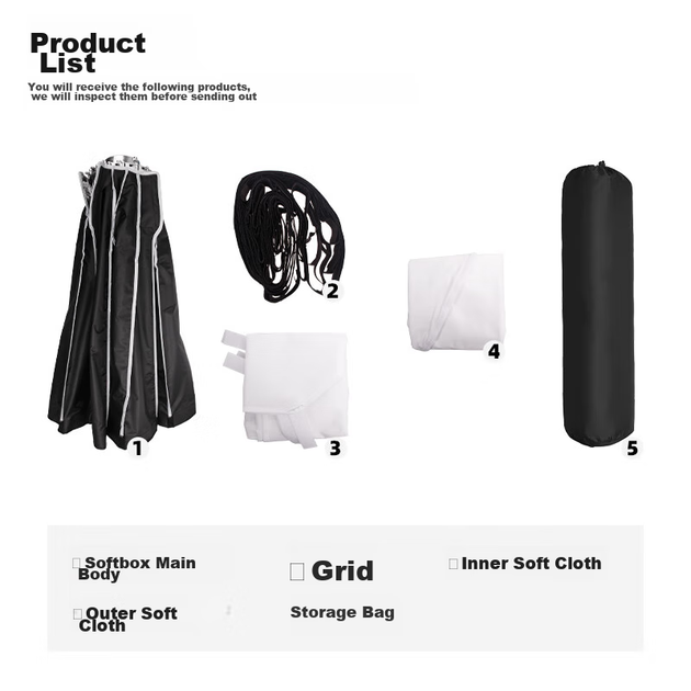 LATZZ Deep Throw Softbox, портативный профессиональный аксессуар для фотостудийного освещения, параболический софтбокс, 90 см (с сеткой) - изображение 12