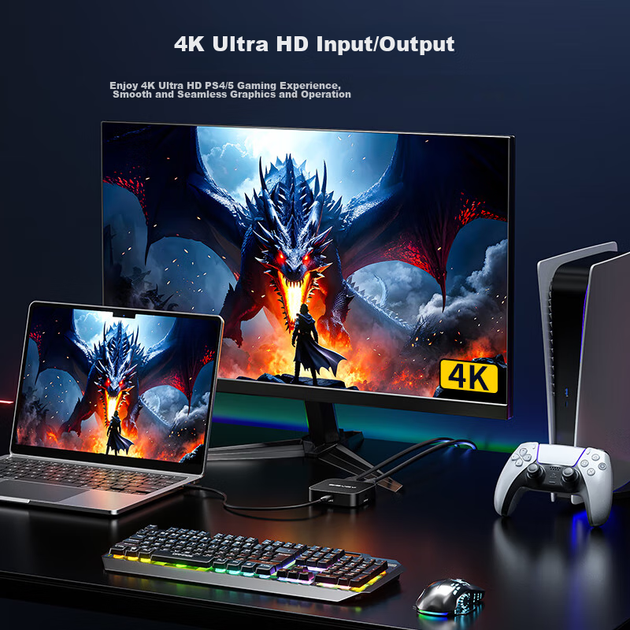 Карта видеозахвата Acasis, 4K30Hz High-Definition Loop-Out, подходит для камер Sony и Canon, потоковой передачи игр на Switch/PS5/NS, записи видео в Douyin, видеозахват VC-005 - изображение 5