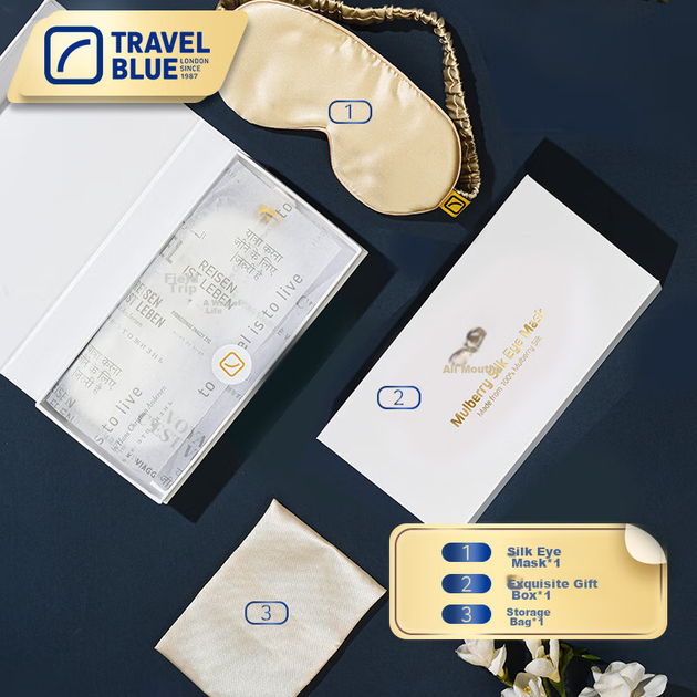 Маска для сна TRAVEL BLUE шелковая, светонепроницаемая - Фото 6 Маска для сна TRAVEL BLUE шелковая, светонепроницаемая - изображение 6