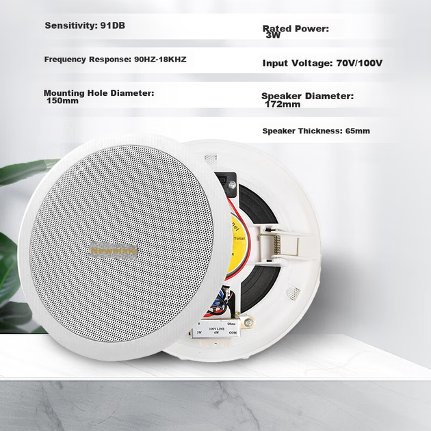 Колонки потолочные Newmine R12 комплект с усилителем Bluetooth для дома и офиса - изображение 2