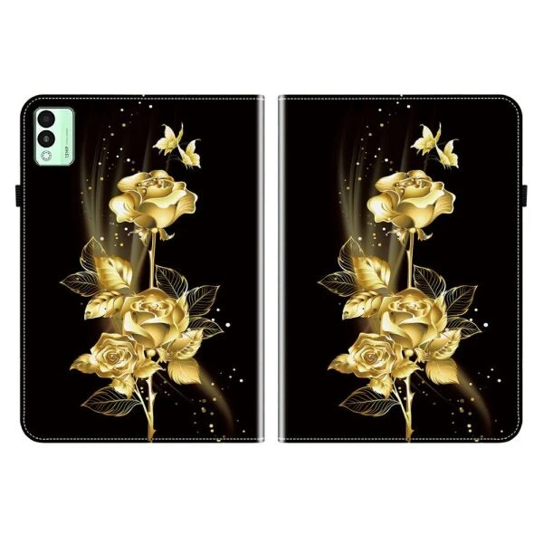Защитный чехол Deexe Flower для TECNO Megapad 11 - Gold Butterfly Rose - изображение 7