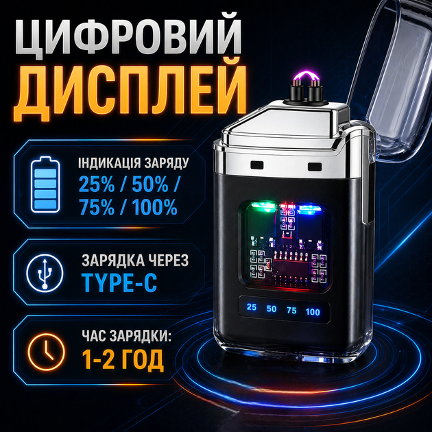 Запальничка електроімпульсна ZGP JL 335 USB Type-C з подвійною плазмовою дугою індикатором заряду прозорим корпусом - Фото 3 Запальничка електроімпульсна ZGP JL 335 USB Type-C з подвійною плазмовою дугою індикатором заряду прозорим корпусом - зображення 3