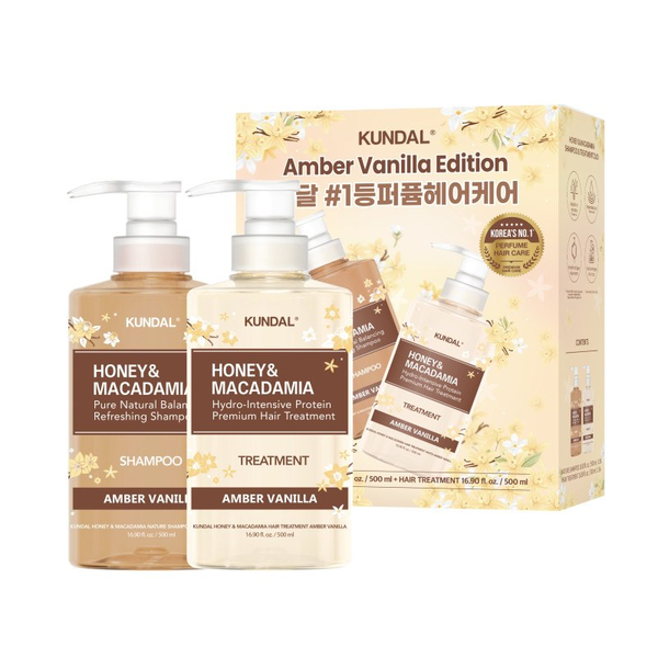 Набір засобів KUNDAL Amber Vanilla Edition Honey & Macadamia шампунь 500мл + кондиціонер 500мл - Фото 1 Набір засобів KUNDAL Amber Vanilla Edition Honey & Macadamia шампунь 500мл + кондиціонер 500мл - зображення 1
