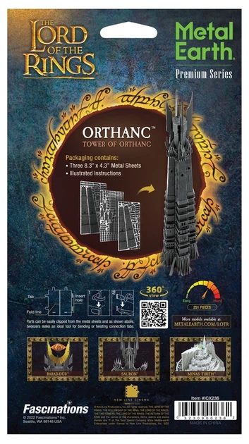 Металевий 3D конструктор "Володар перснів Башта Ортханк", Metal Earth, ICX236 - Фото 8 Металевий 3D конструктор "Володар перснів Башта Ортханк", Metal Earth, ICX236 - изображение 8