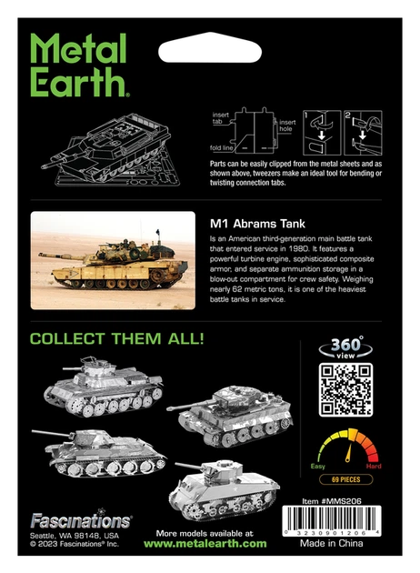 Металевий 3D конструктор "Tank - M1 Abrams", Metal Earth, MMS206 - Фото 8 Металевий 3D конструктор "Tank - M1 Abrams", Metal Earth, MMS206 - изображение 8