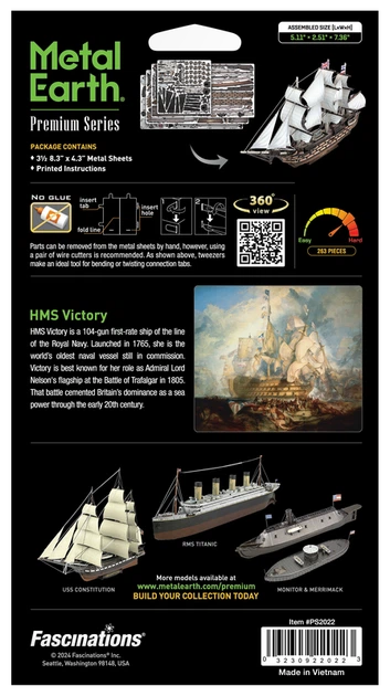 Металевий 3D конструктор "Корабель HMS Victory", Metal Earth, PS2022 - Фото 8 Металевий 3D конструктор "Корабель HMS Victory", Metal Earth, PS2022 - зображення 8