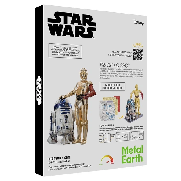 Металевий 3D конструктор "Star Wars C-3PO & R2-D2", Metal Earth, MMG276 - Фото 4 Металевий 3D конструктор "Star Wars C-3PO & R2-D2", Metal Earth, MMG276 - изображение 4