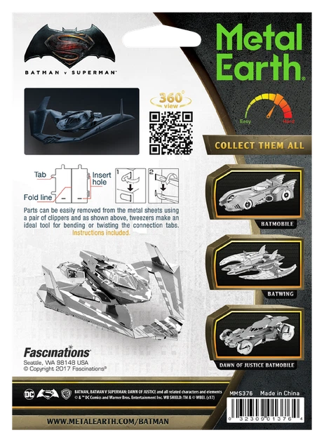 Металевий 3D конструктор "Бойовий корабель Batman v Superman Batwing", Metal Earth, MMS376 - изображение 7