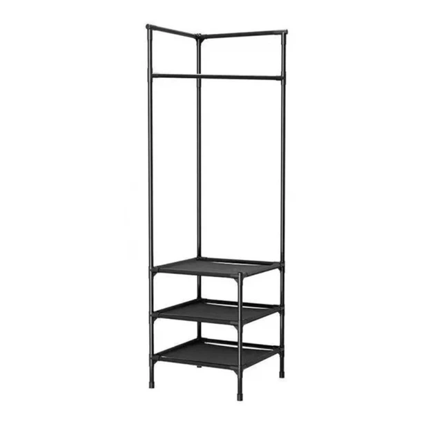 Кутова підлогова вішалка-стелаж для одягу Corner Rack для дому, Металева портативна стійка-органайзер з полицями в коридор для гардеробної і зберігання речей - зображення 3